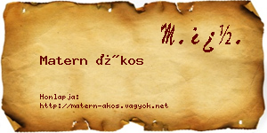 Matern Ákos névjegykártya